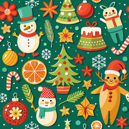 Enchanting Seamless Christmas Pattern with Festive Holiday Elements