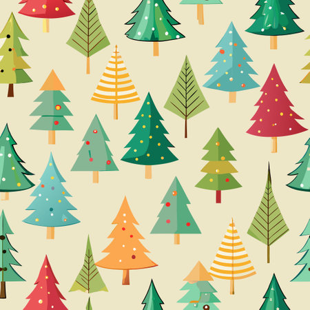 Festive Christmas Background with Vibrant Fir Trees on Snowy Landscapeのイラスト素材