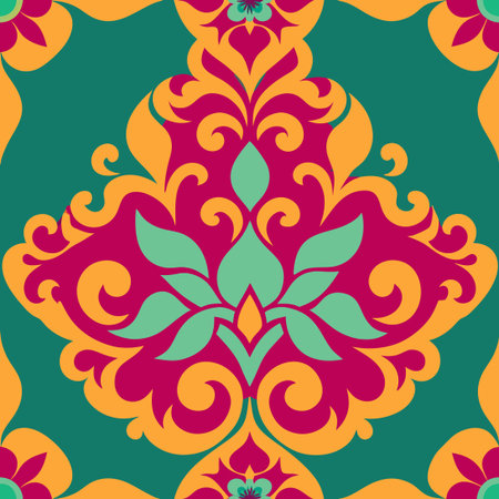 Comprehensive Collection of Vibrant Damask Ornamental Elements for Design Projectsのイラスト素材