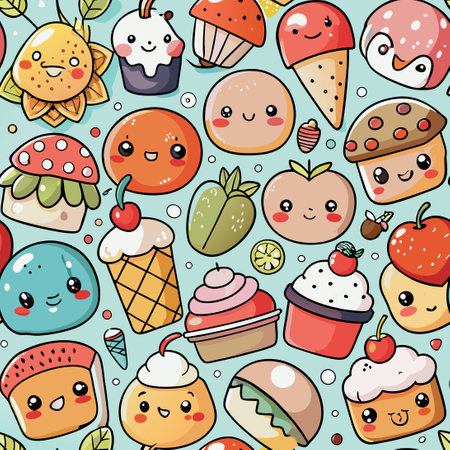 Adorable Kawaii Food Clipart Collection for Creative Designsのイラスト素材