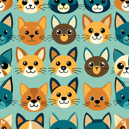 Adorable Cartoon Dog and Cat Faces for Design and Illustrationのイラスト素材