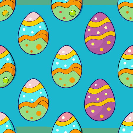 Vibrant Easter Egg Vector Seamless Pattern for Festive Celebrationsのイラスト素材
