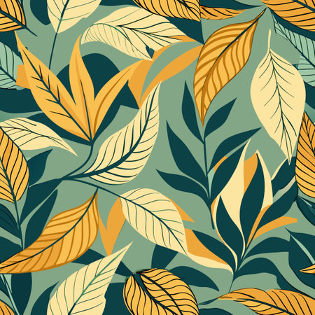 Elegant and Seamless Nature-Inspired Vector Pattern with Intricate Leavesのイラスト素材