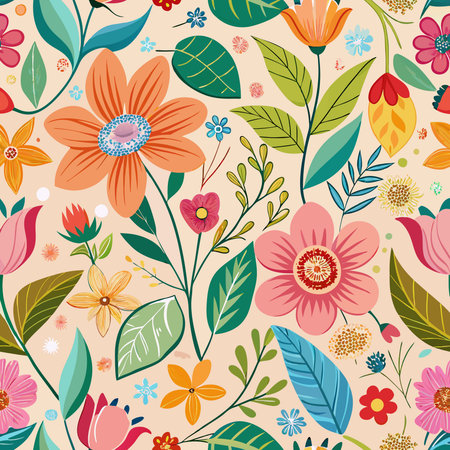 Enchanting Floral Seamless Pattern for Spring and Summer Backdropsのイラスト素材