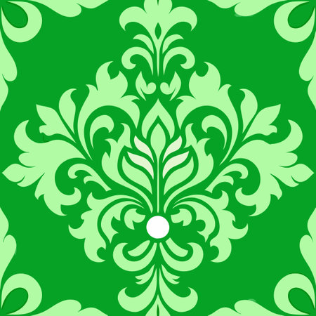 Intricate Damask Green Vector Elements for Elegant Flourishesのイラスト素材