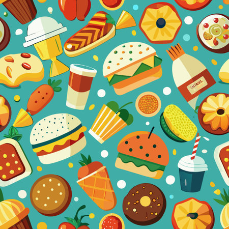 A Feast for the Eyes: Seamless Pattern of Stealthily Camouflaged Foodのイラスト素材