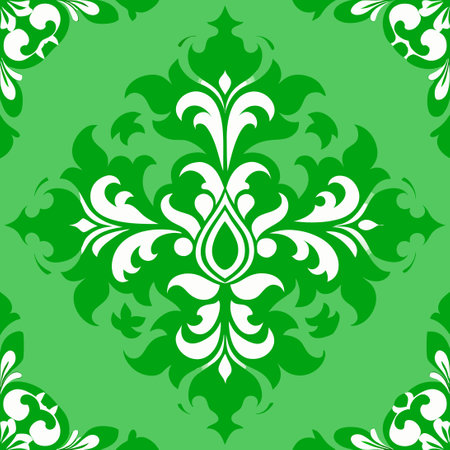 Elaborate Green Damask Ornaments and Flourishes for Design Projectsのイラスト素材
