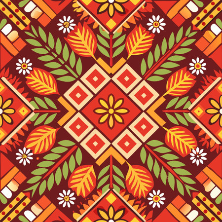 Seamless Ukrainian Folk Pattern with Traditional Ornaments and Motifsのイラスト素材