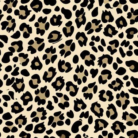 Seamless Monochrome Leopard Print Vector Pattern with Intricate Animal Motif