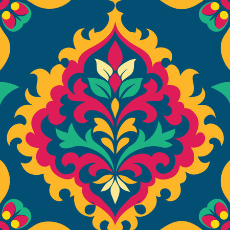 Intricate Multi-Colored Vector Set of Ornamental Damask Elements for Design
