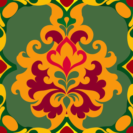 Multi-Colored Vector Damask Collection of Ornamental Elementsのイラスト素材