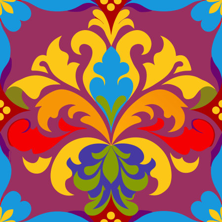 Multicolored Ornamental Damask Elements for Design and Decorationのイラスト素材