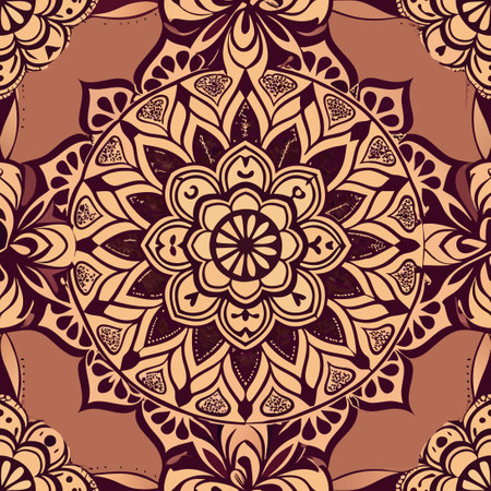 Intricate and Ornamental Mehndi Illustration of Seven Elegant Designsのイラスト素材