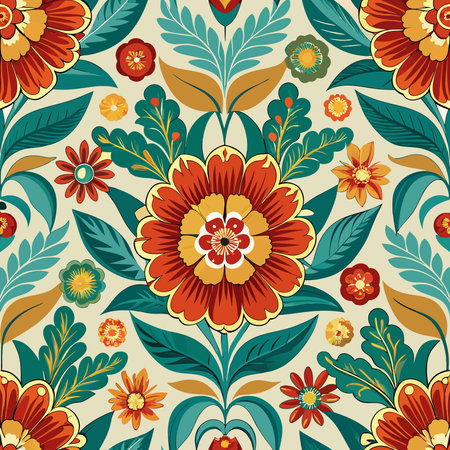 Enchanting Retro Seamless Pattern Adorned with Ornate Floral Designs