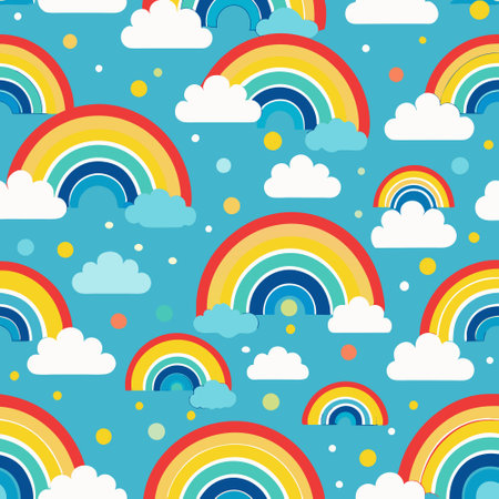 Seamless Rainbow Patterned Gift Wrapping Paper and Wallpaper for Kidsのイラスト素材