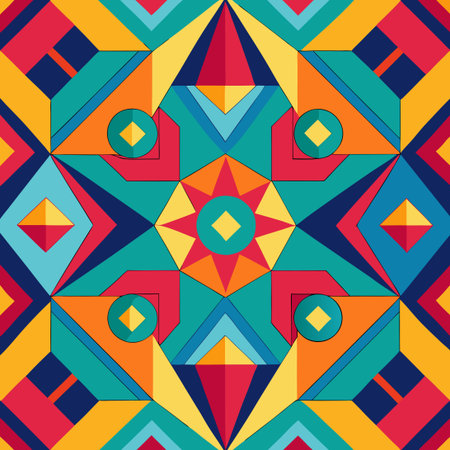 Vibrant Abstract Geometric Patterns in a Seamless Design with Bright Shapes