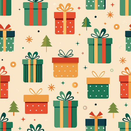 Seamless Festive New Year's Eve Pattern for Holiday Gift Wrapping