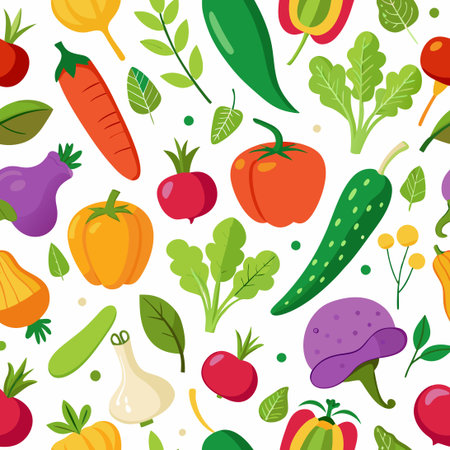 Vibrant and Seamless Vegetable Pattern on a Crisp White Background