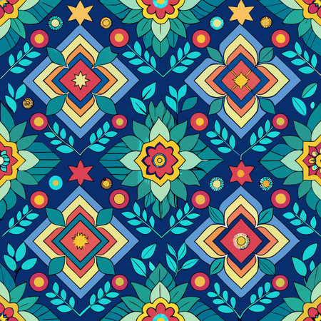 Abstract Vector Seamless Pattern for Textiles: A Symphony of Shapes and Colors
