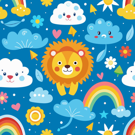 Playful and Whimsical Seamless Pattern Set Featuring Childish Elementsのイラスト素材