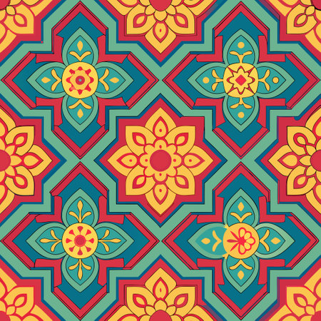 Intricate Geometric Seamless Patterns Adorned with Ornate Motifsのイラスト素材