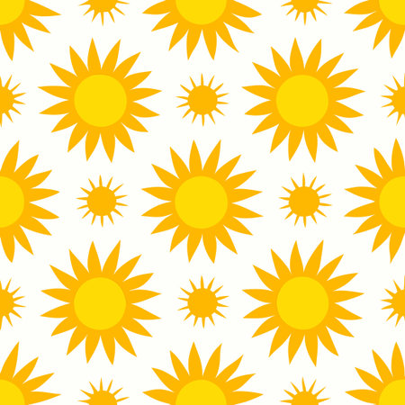Bright and Sunshiny Seamless Pattern on a Pure White Background