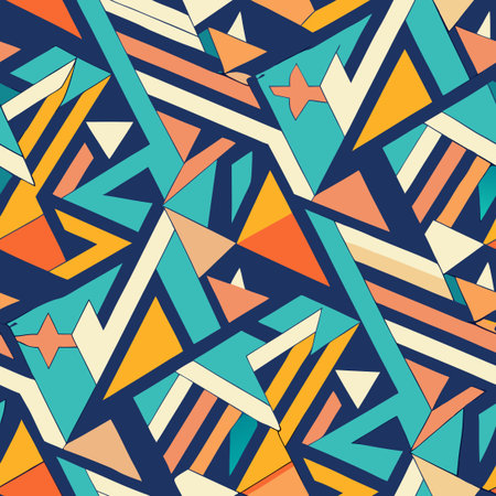 Modern Abstract Seamless Patterns in Geometric Shapes and Bright Colors