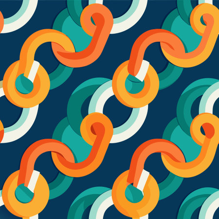 Seamless Pattern Featuring Interconnected Chains in a Repetitive Motif