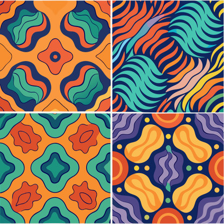 Vibrant Seamless Patterns with Irregular Colorful Shapes