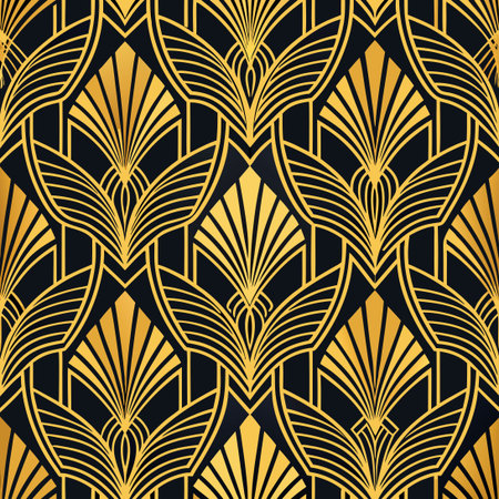 Seamless Art Deco Gold Vector Pattern with an Elegant Flourish