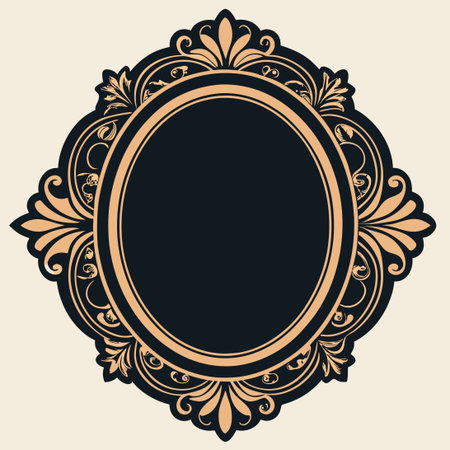 Vintage Laser Cut Oval Frame Vector Design for Artistic Craftsのイラスト素材