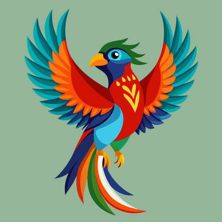 Vibrant Avian with Hues of the Rainbow on its Wings in Full Displayのイラスト素材