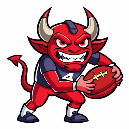 Fierce American Football Mascot Embodies the Devil's Mightのイラスト素材