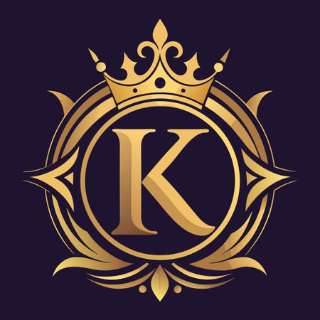 Majestic Royal Crest Embellished with an Ornate Letter K Logoのイラスト素材