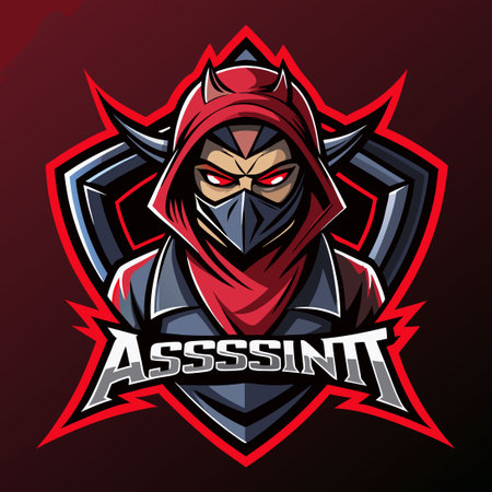 Assassin Ninja Esports Gaming Mascot Logo Design in Vivid Colorsのイラスト素材