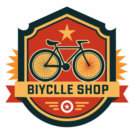 Vector Illustration of a Bicycle Shop Logo with Three Bicyclesのイラスト素材
