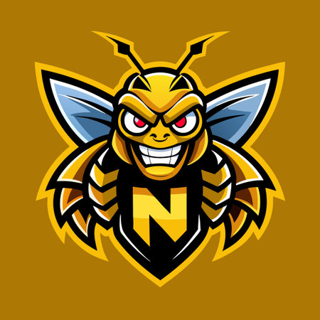 Hornet Bee Esports Mascot with a Letter N Logoのイラスト素材