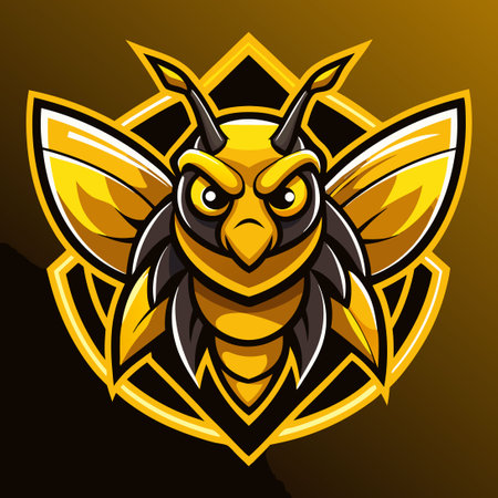 Mascot Logo Featuring a Fierce and Determined Bee for Esports Teamのイラスト素材