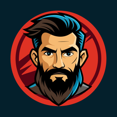 Iconic Bearded Man Logo in a Modern and Minimalist Styleのイラスト素材