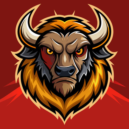 Modern Illustrator Vector Logo Featuring a Bison Mascotのイラスト素材