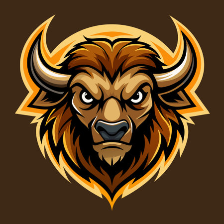 Modern and Illustrative Bison Logo Mascotのイラスト素材
