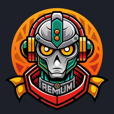 Premium Futuristic Brain Robot Mascot Logo Template with Modern Designのイラスト素材