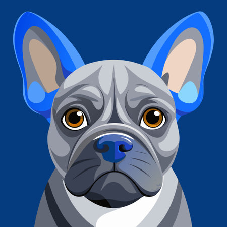 Adorable Blue and Gray French Bulldog Posing for the Cameraのイラスト素材
