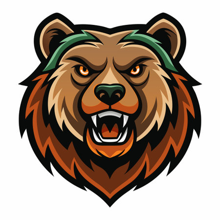 Fierce Bear Head Mascot Logo for Esports and Gaming Teamsのイラスト素材