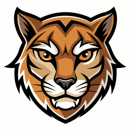 Fierce and Majestic Cougar Head Mascot Logo Illustrationのイラスト素材