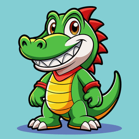 Friendly Cartoon Crocodile Character Mascot Logo for Business or Product Brandingのイラスト素材
