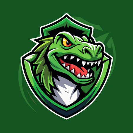 Ferocious Modern Crocodile Mascot Logo with Sharp Featuresのイラスト素材