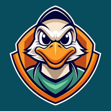 Energetic Duck Sports Mascot Logo with Dynamic Poseのイラスト素材