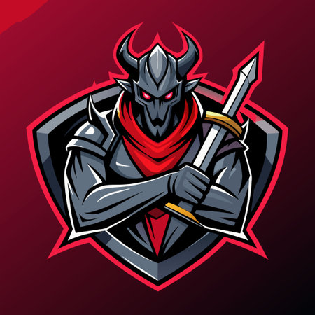 Fiery Demon Knight Logo and Streamer Template for eSports