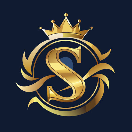 Royal Sophistication: Elegant Golden Letter "S" on a Regal Backgroundのイラスト素材